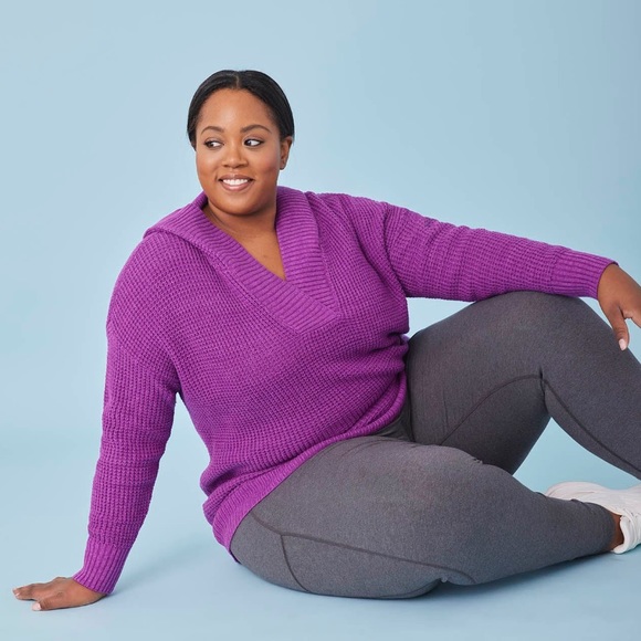 New Cotton Blend Knit Active Zone Sweater Wth Hood - Picture 1 of 11